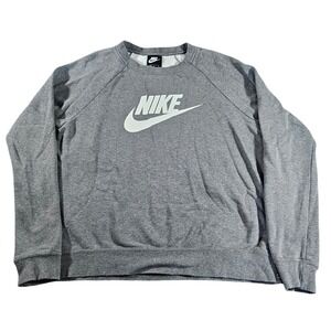 Nike Sweatshirt Womens Large Gray Logo Crew Athletic Casual long-sleeve